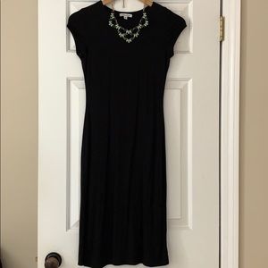 Midi length simple black dress